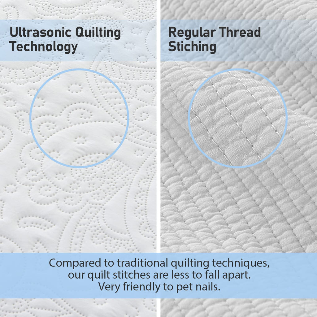 Alaska King Bedspread 132x 120, Solid White, 3 Piece Soft Microfiber Lightweight Oversized King Quilt Bedding Set