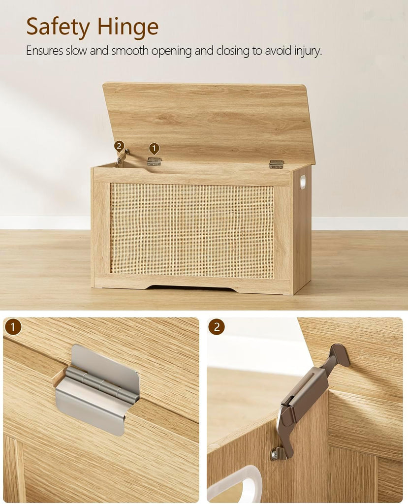 29.5" Storage Chest, Storage Bench with Storage, Toy Box with 2 Safety Hinges, Toy Chest , Shoe Bench, Supports 220
