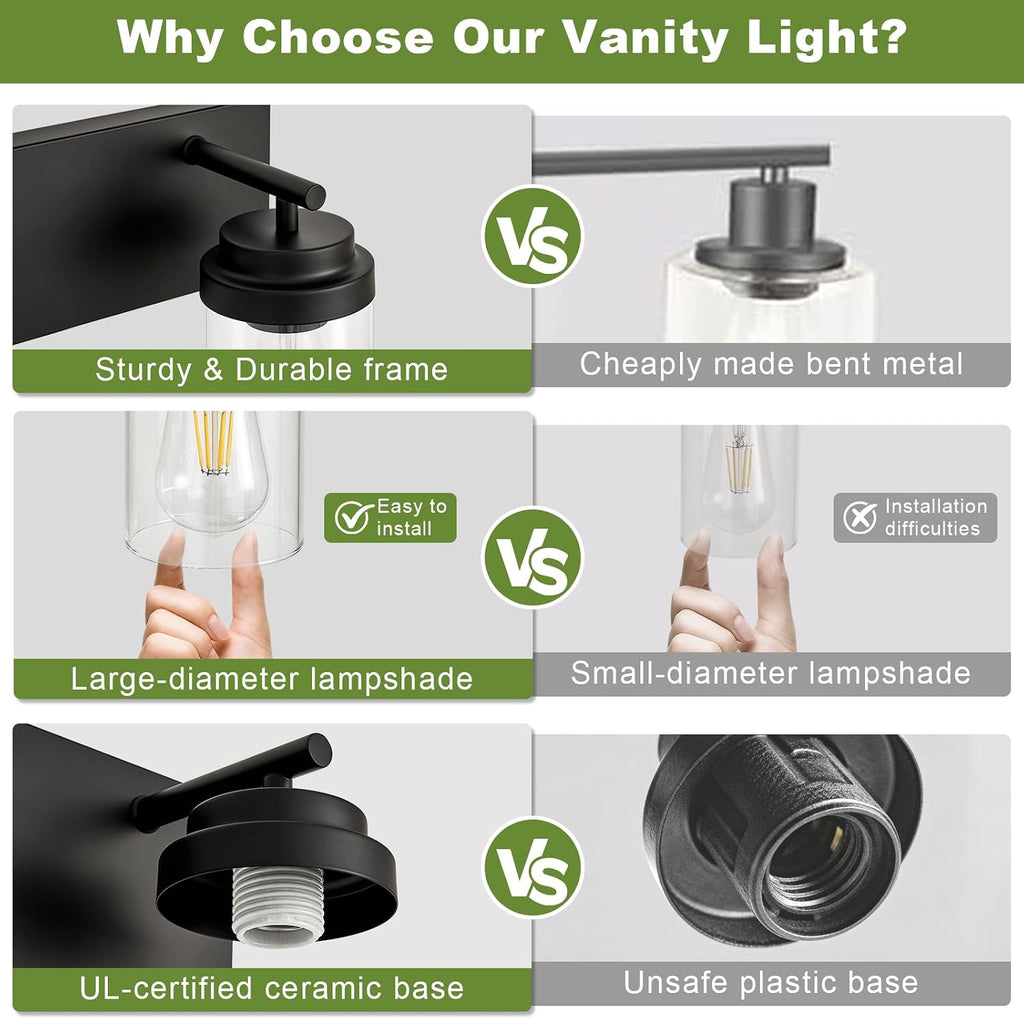 4-Light Bathroom Light Fixtures, Bathroom Vanity Wall Light | Modern Bathroom Lighting Fixtures Over Mirror, Vanity