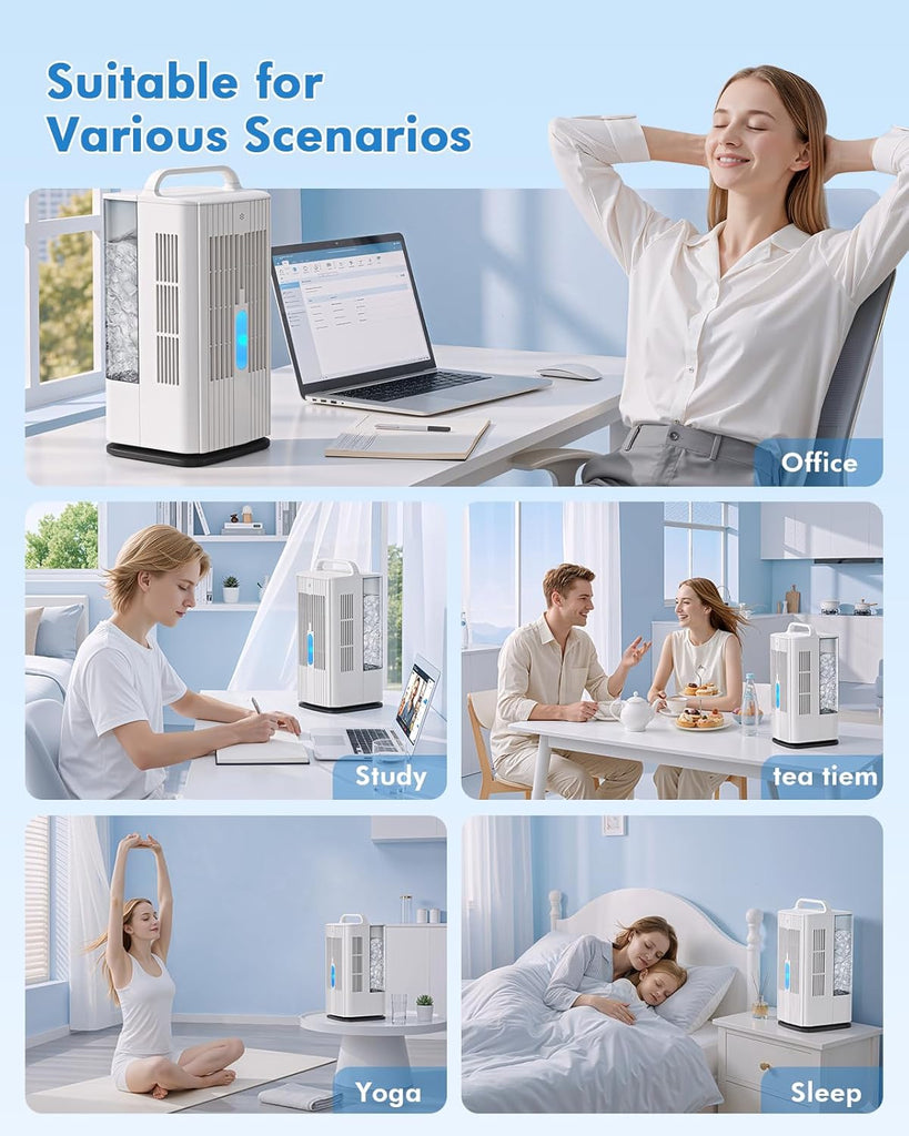 4-in-1 Portable Air Conditioners: 1700ml Tank Mini Air Conditioner with 120° Oscillating 16.5ft Remote
