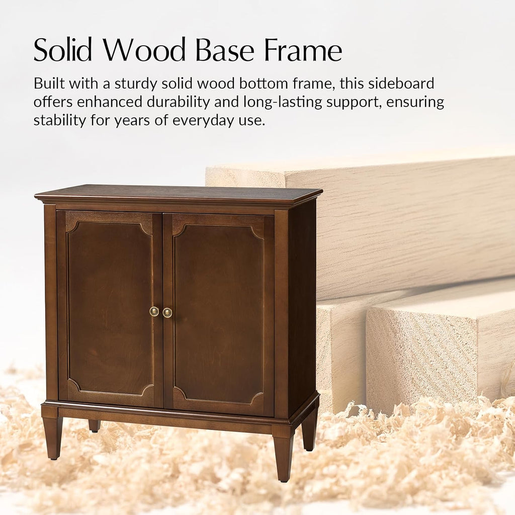 Accent Storage Cabinet with Adjustable Shelf, 2-Doors Transitional Sideboard Buffet with Solid Wood Legs & Vintage