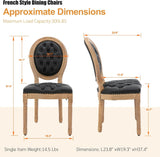 French Country Dining Chairs Set of 4, Vintage Wooden Dining Chairs with Tufted PU Leather Seat and Solid Wood Frame, Farmhouse Style, Black