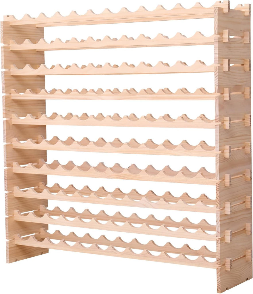 Wood Stackable Storage Modular Wine Rack Cabinet 120 Bottle freestanding Floor Wine Bottle Holder Display Shelves