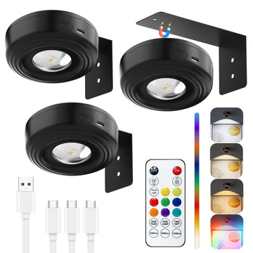 3.3" Picture Lights for Wall Spotlight, 2000mAh Rechargeable, 3Pack, Black