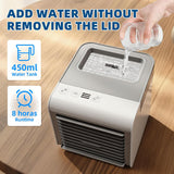 Portable Air Conditioner Fan, 4-in-1 Mini Air Cooler with 450ML Water Tank