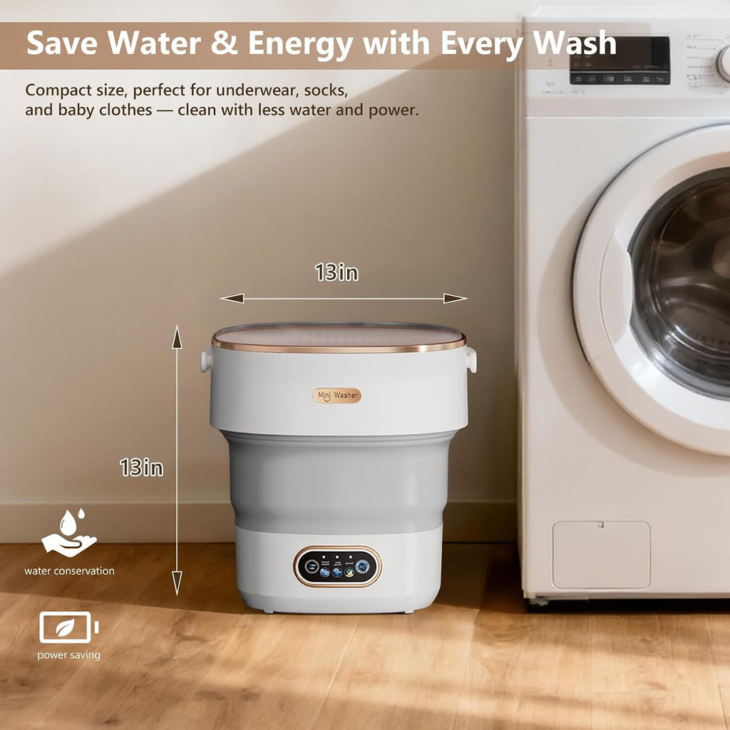 Mini Laundry Machine 16L - Foldable Portable Laundry Machine and Spinner for Baby Clothes, Underwear, Socks; Ideal for
