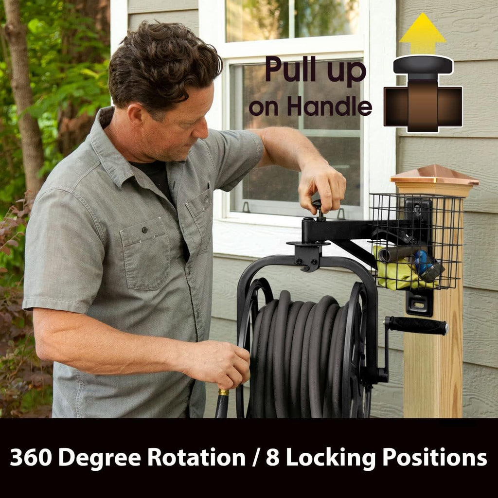 Garden 712-B Single Arm Navigator Multi-Directional Garden Hose Reel, Holds 125-Feet of, 5/8-Inch, Black