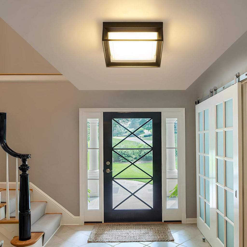 Square Flush Mount Outdoor LED Ceiling Light Fixture