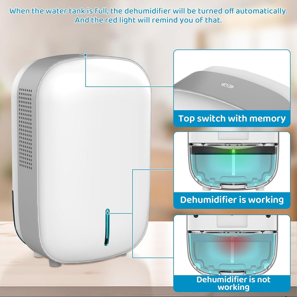 Mini Dehumidifier for Small Bathroom. Quiet. Auto Shut