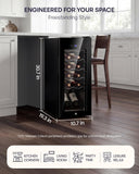 12 Bottle Compressor Wine Cooler Refrigerator, Freestanding Wine Cellar with Gla