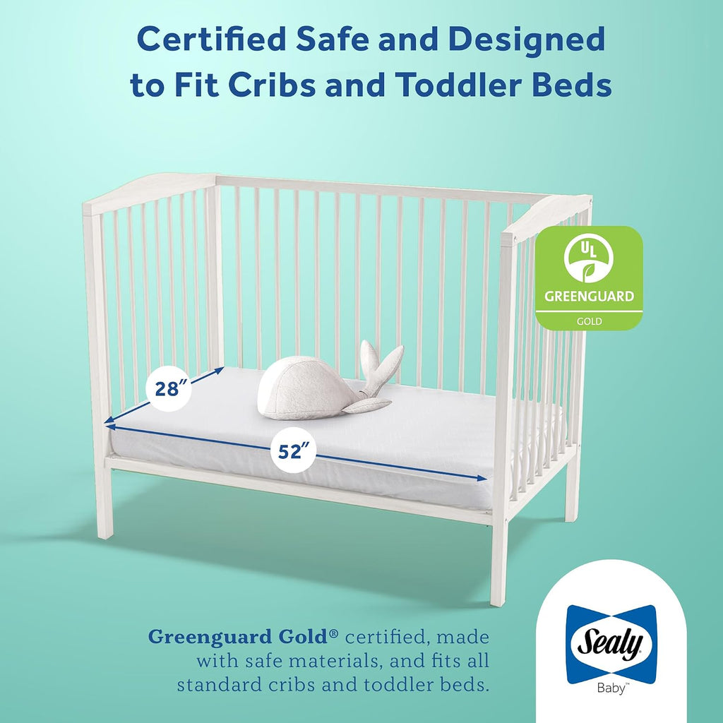 Cotton Cozy Rest Breathable 2 Stage Waterproof Crib Mattress plus Toddler Bed Fit, 204 Coils & Soft Coton Cover