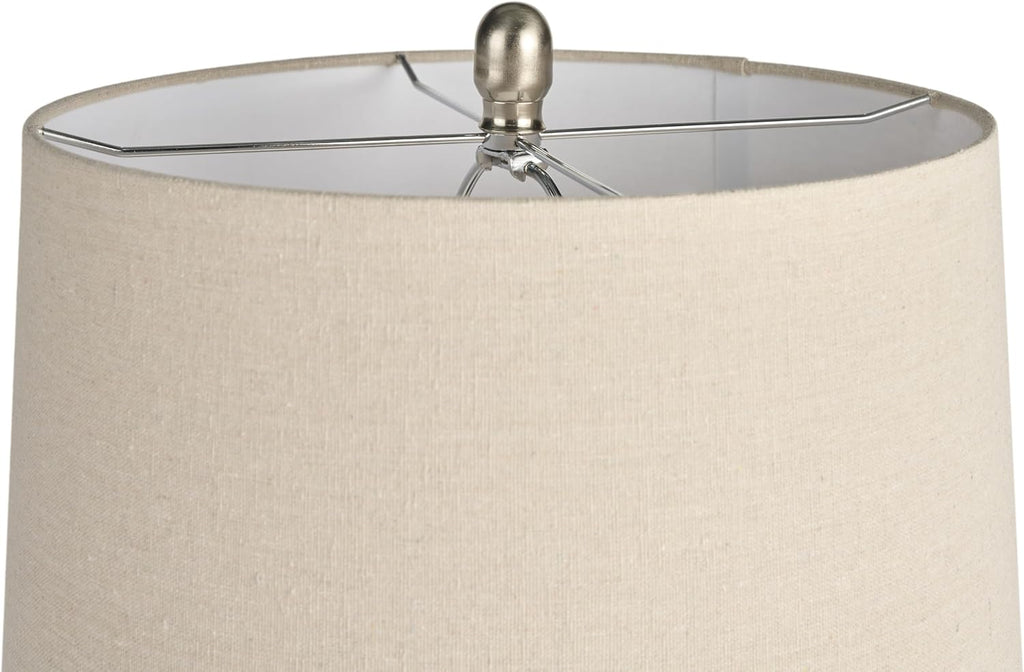 Home 24" Eggshell (Beige) Textured Honeycomb Cottage Farmhouse Table Lamp Table, Living Room, Dining, Entryway