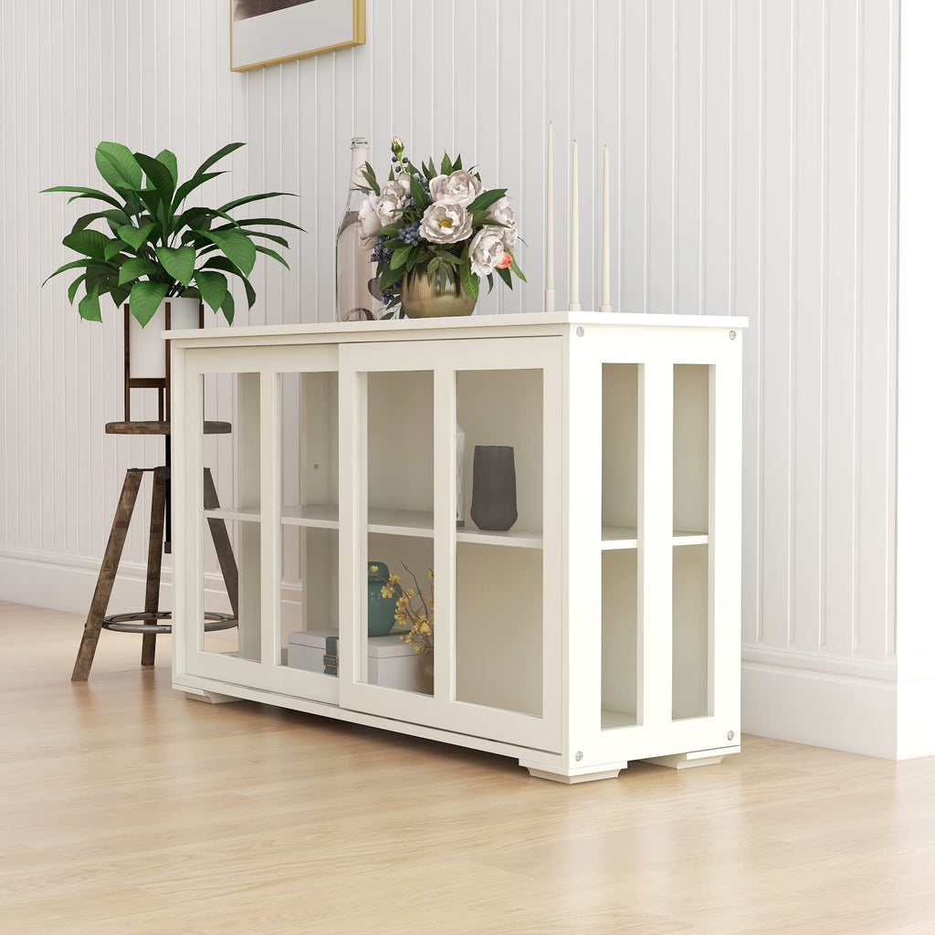 Kitchen Storage Cabinet Antique Stackable Buffet Storage Sideboard Adjustable Shelf Inside Credenza Cupboard with
