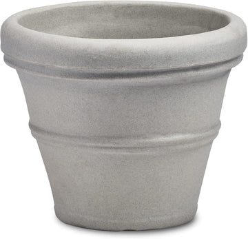 Brunello Classic Gray Rolled Rim Planter Pot, Lightweight Indoor/Outdoor Weather-Safe Round Plant Pot, 27''W