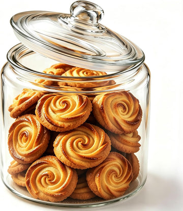 1-Gallon Cookie Jar with Wide Mouth, Glass Lid, and Silicone Seal