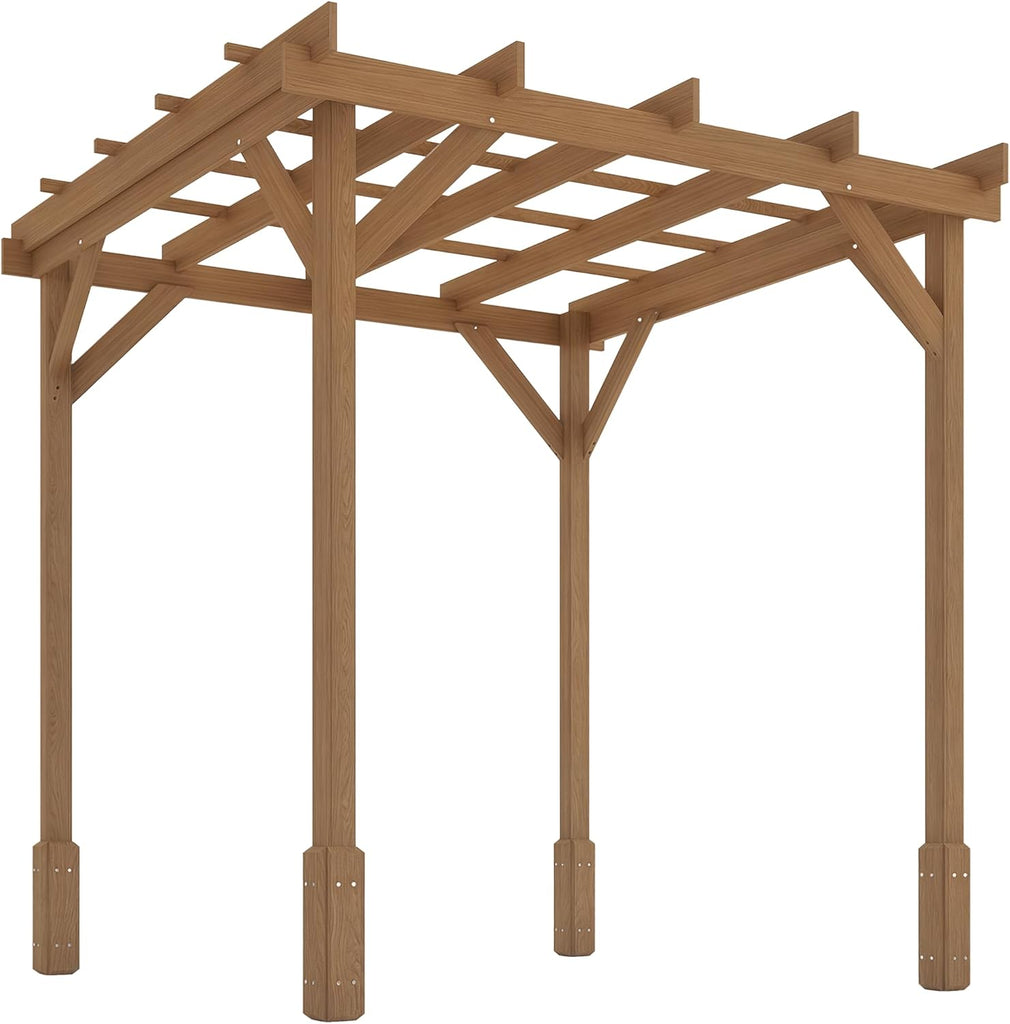 6.6' x 6.6' Outdoor Pergola with Stable Structure and Concrete Anchors