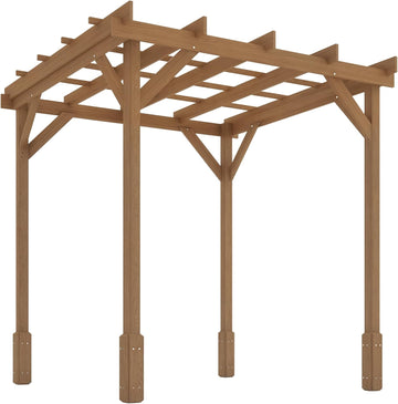 6.6' x 6.6' Outdoor Pergola with Stable Structure and Concrete Anchors
