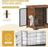 27.2" Dog Crate Furniture with Barn Door, Heavy Duty Dog Kennel Indoor with 2 Doors