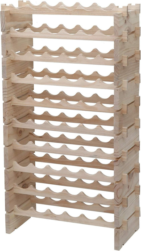 Wine Rack Solid Wood Stackable Storage Wooden Wine Rack Wine Cabinet (60 Bottles, Natural Color)