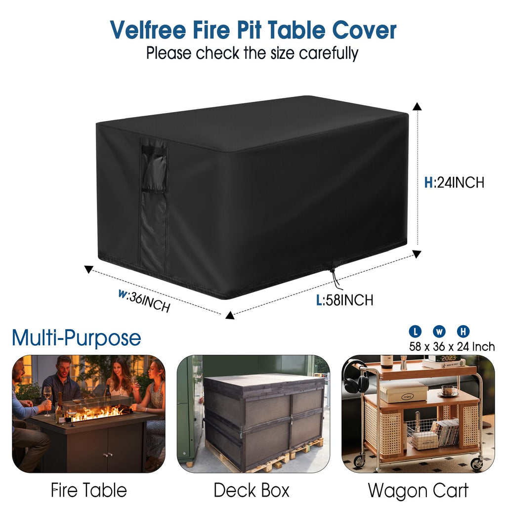 Outdoor Fire Pit Cover Rectangular Waterproof-58x36x24in