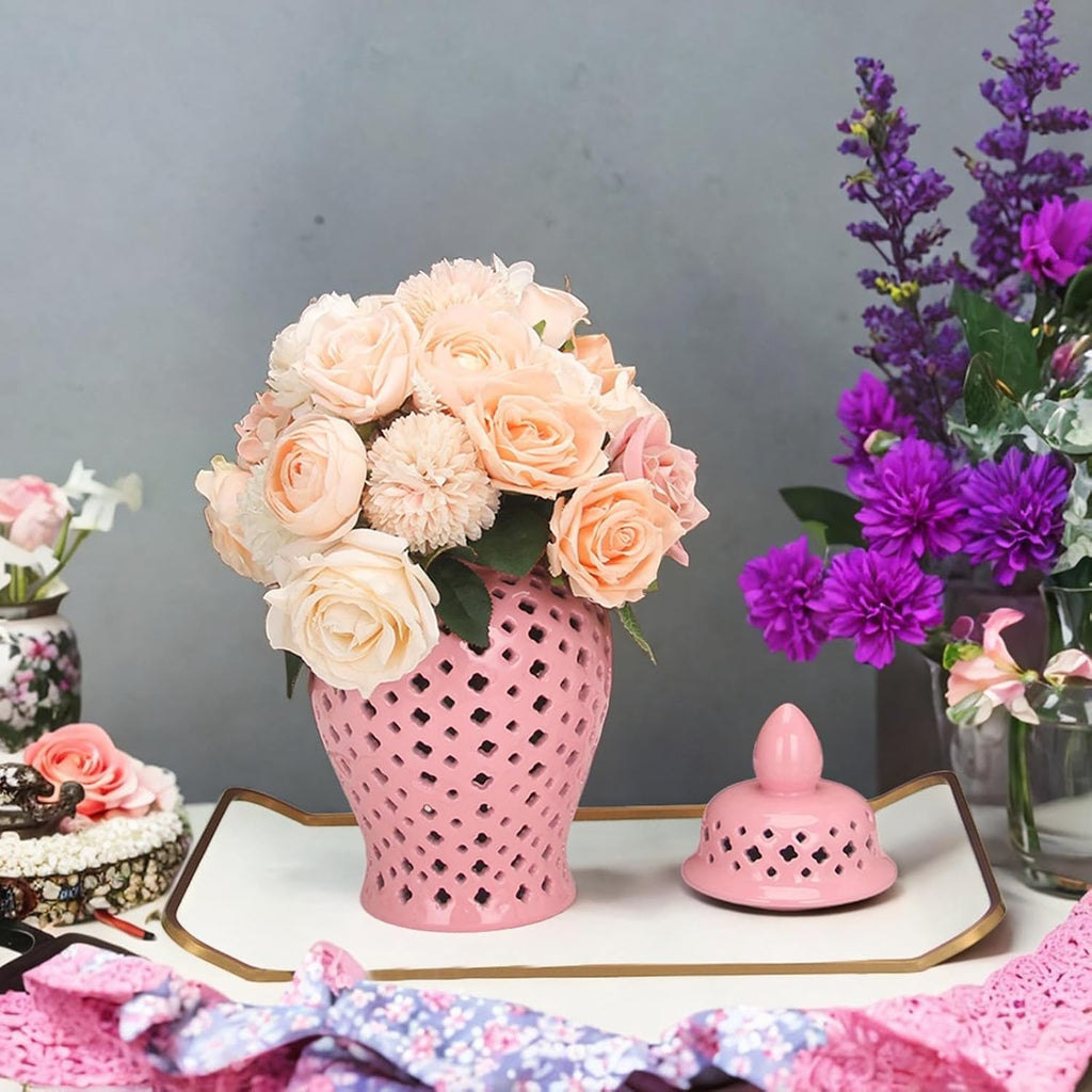 Ceramic Ginger Jar Ceramic Vase Porcelain Temple Jar Decoration Organizer Elegant Collection Decorative Jar for Table