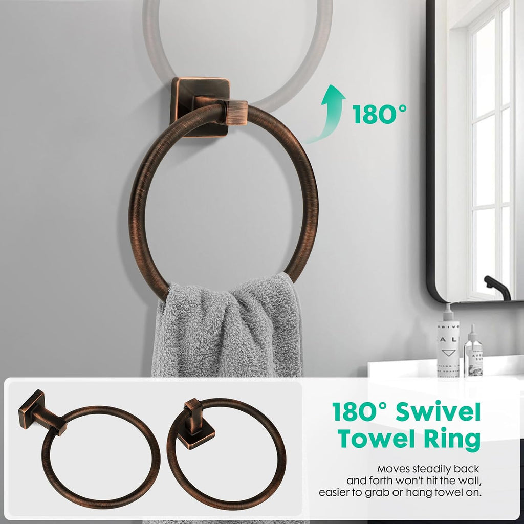 5 Piece Bathroom Hardware Accessories Set Oil Rubbed Bronze,24 Inch Towel Bar Set,Towel Rack Set,Bathroom Towel