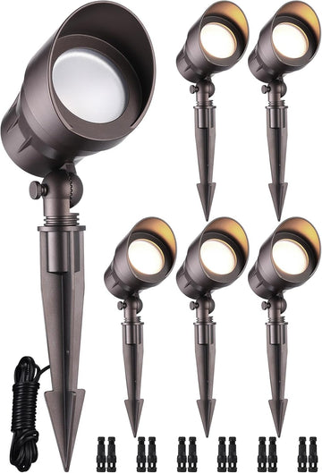 6-Pack 5W 12-24V Low Voltage LED Spotlight 3000K Oil Rubbed Bronze | Landscape Pathway Lights Outdoor, CRI90