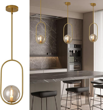 Modern Pendant Lighting Gold Hanging Light Fixture for Sloped Ceiling,Brass Pendant Lighting Fixture Pendant