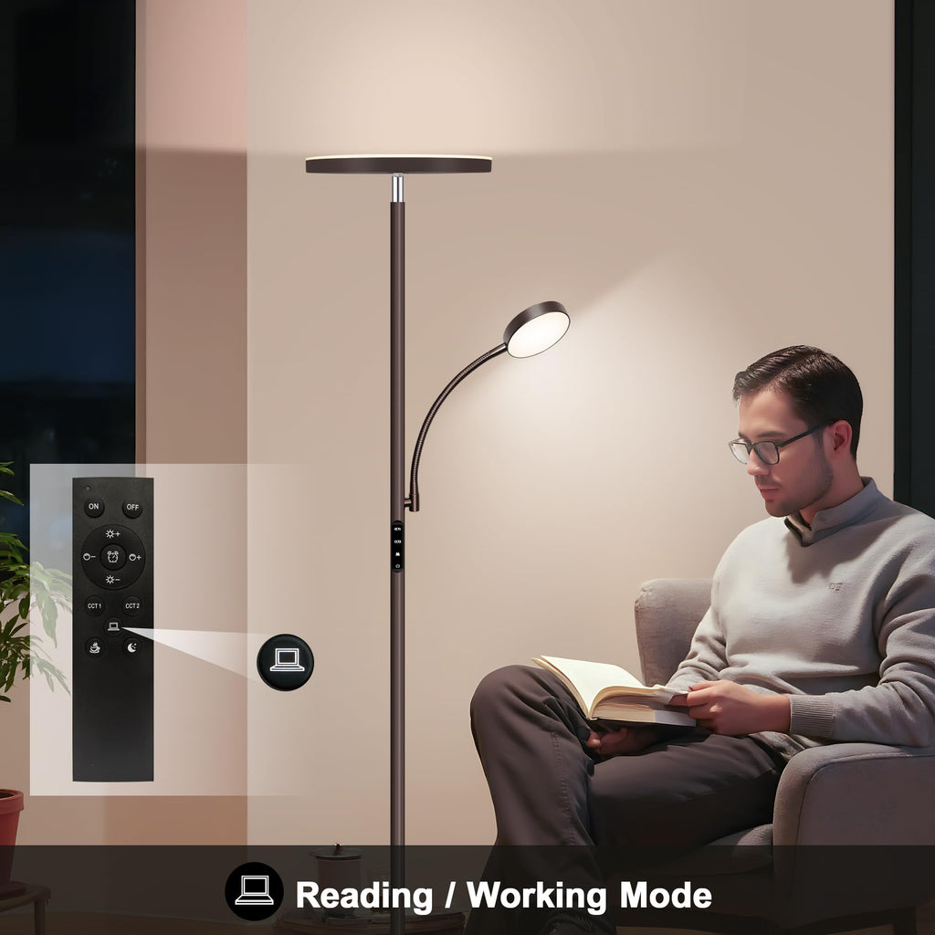 Floor Lamp-42W/4200LM Super Bright Floor Lamp,Dimmable 2-in-1 LED Floor Lamp,Torchiere Floor Lamps with Remote &