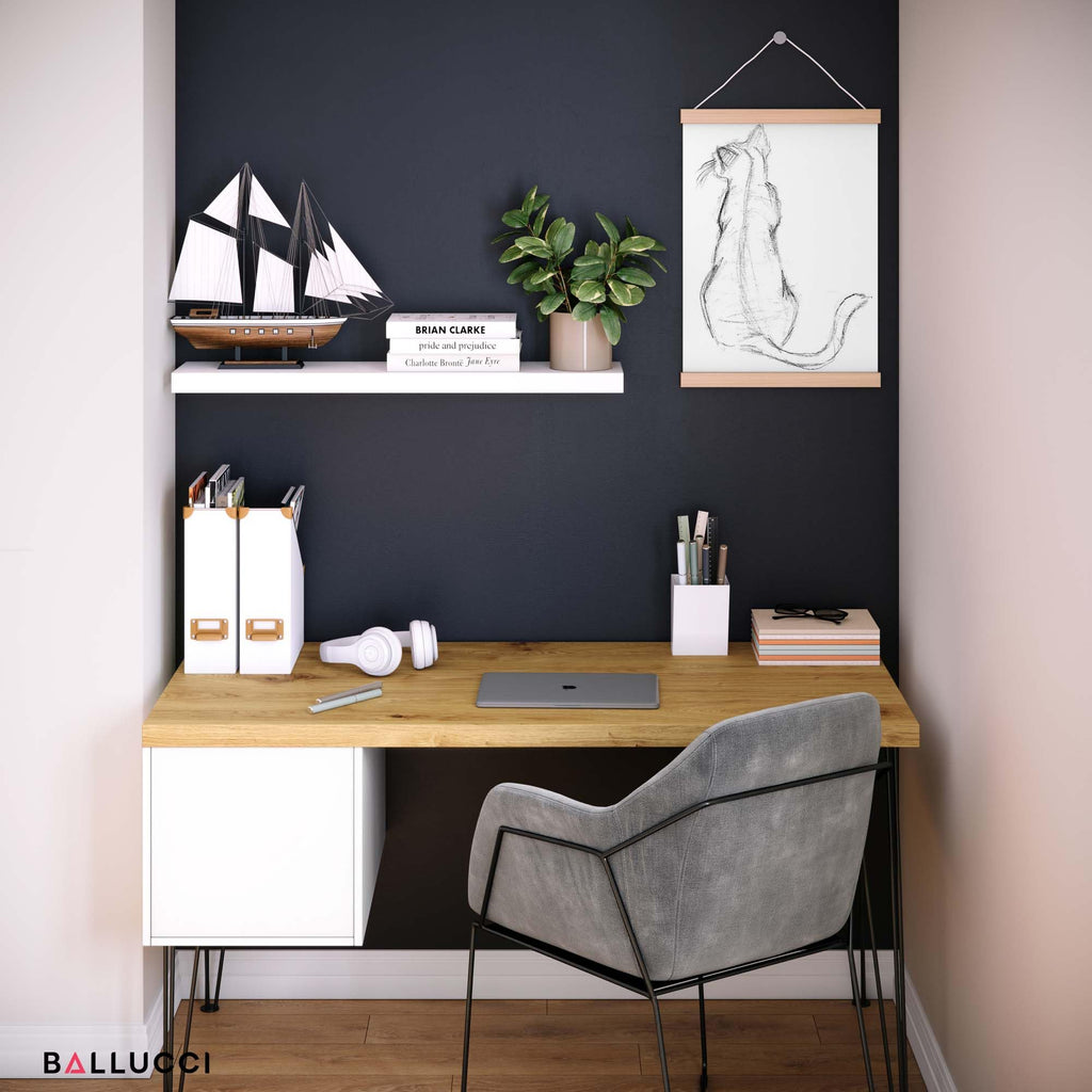 Floating Shelf, 36" Wood Wall Shelf with Invisible Brackets, 8" Deep, White
