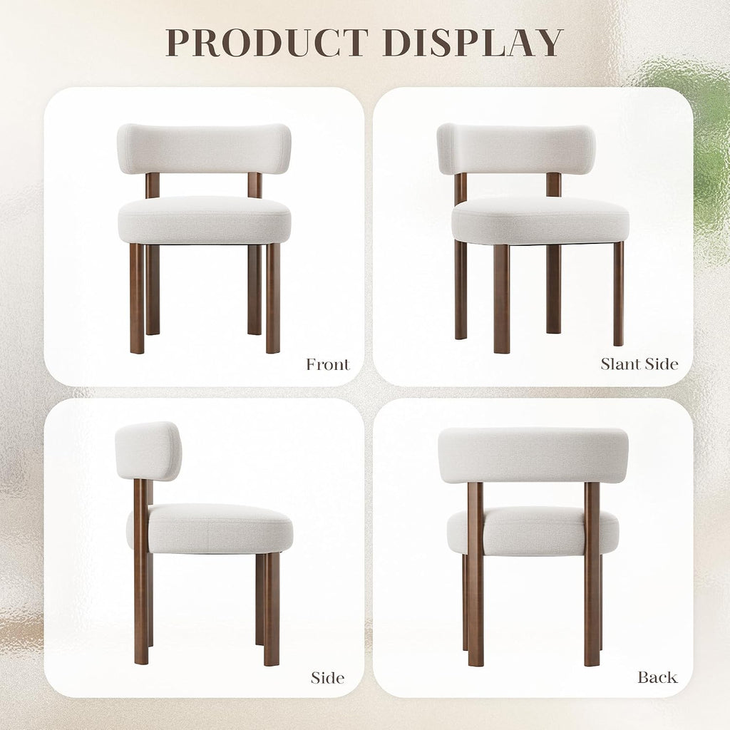 Wooden Dining Chairs Set of 4, Upholstered Kitchen Chairs with Solid Wood Legs, Mid Century Dining Room Chair with