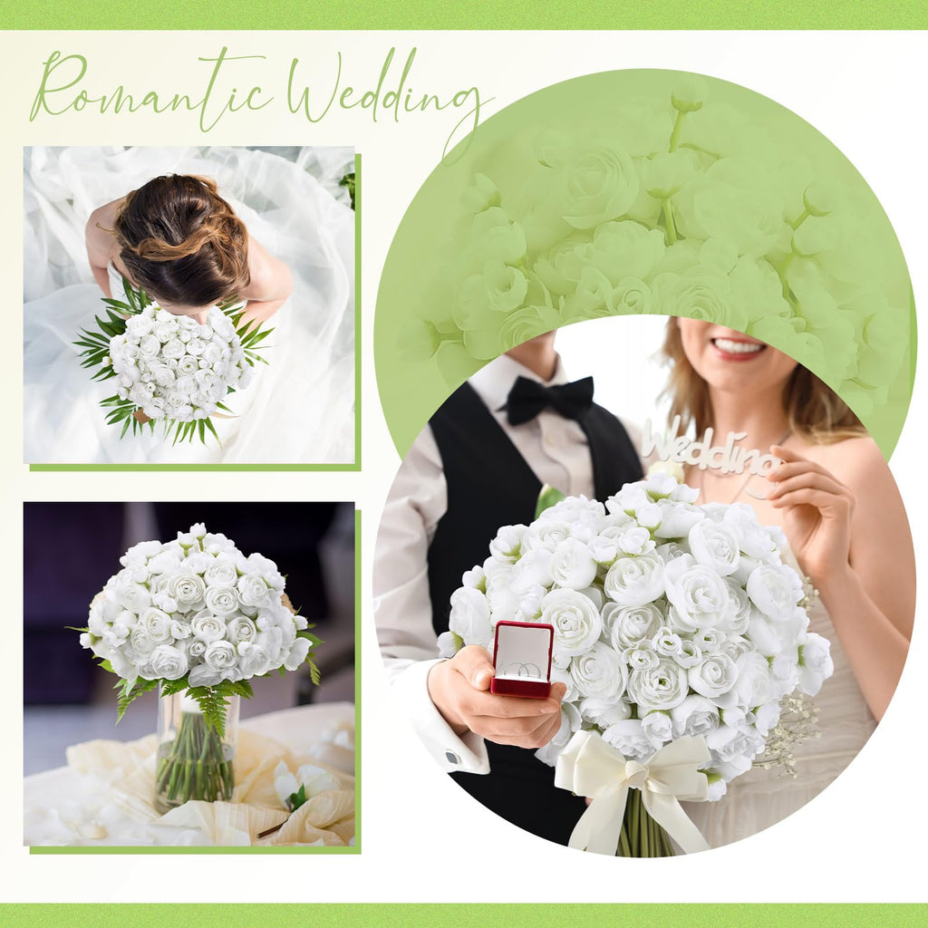 48 Pcs Ranunculus Artificial Flower, White