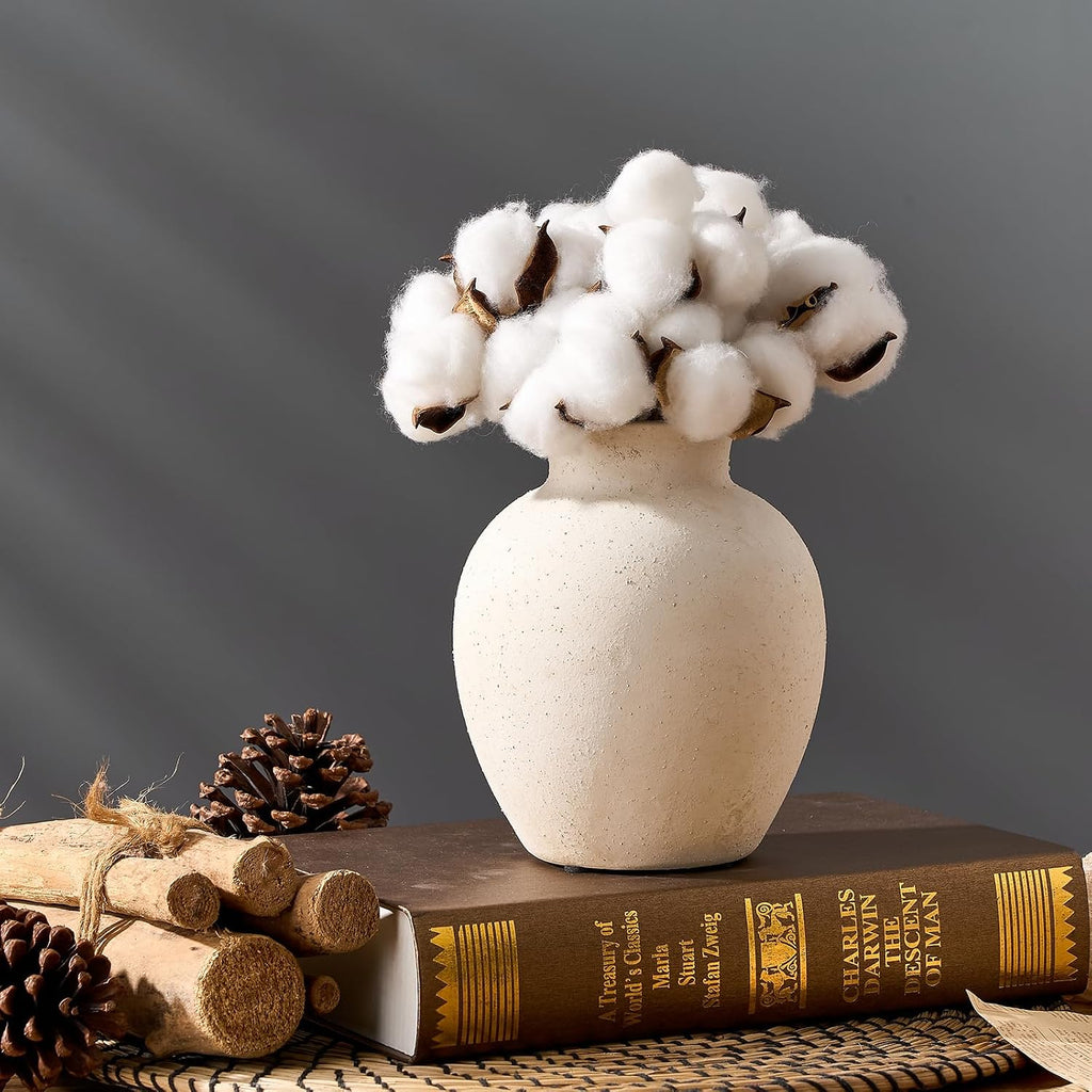 Ceramic Decorative Flower Vase | 6 Inch Pottery Rustic Farmhouse Boho Vase
