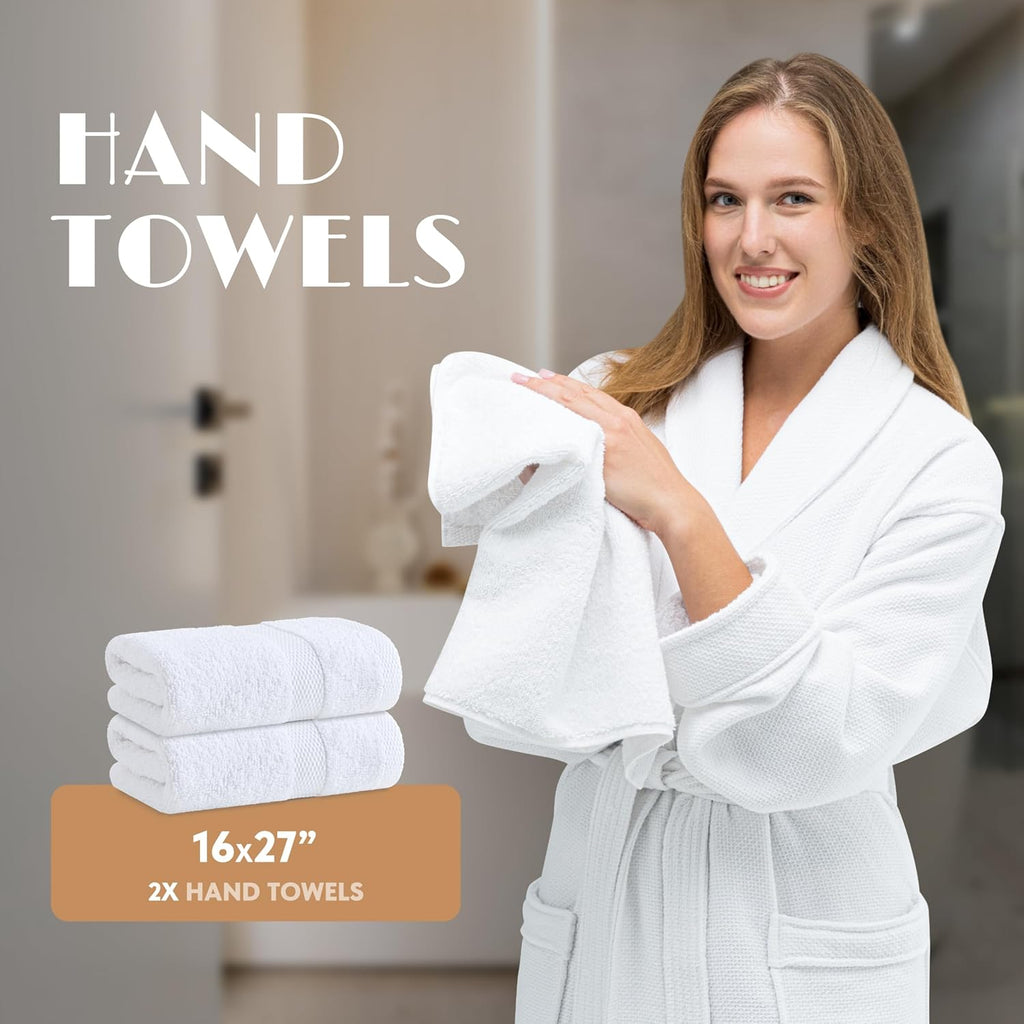 Bath Towel Set of 6 - 100% Cotton Highly Absorbent Towels , 2 Luxury Bath Towels 650GSM, 2 Hand Towels, 2 Washcloths