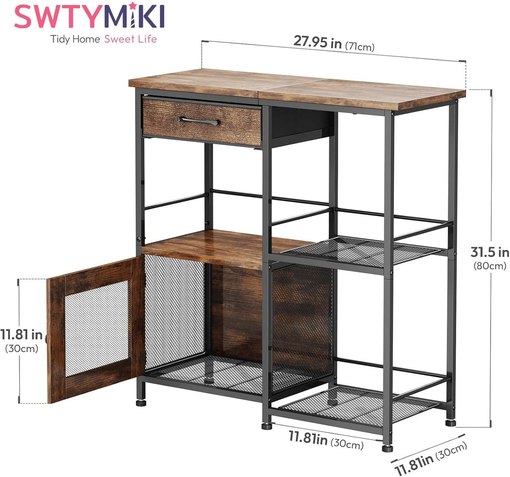 Coffee Bar Cabinet for Home - Farmhouse Coffee Stand Station Multi-Purpose Buffet Sideboard Cabinet with Drawers