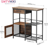 Coffee Bar Cabinet for Home - Farmhouse Coffee Stand Station Multi-Purpose Buffet Sideboard Cabinet with Drawers