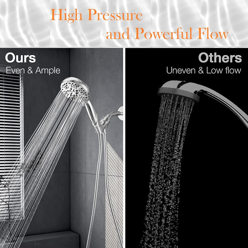 Shower Head with Handheld High Pressure-Full Body Coverage Powerful Rain Showerhead Extra 60" Long Hose and Adjustable