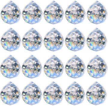 Crystal Prism Ball Sun Catcher - 20 Pack 30mm Hanging Decor for Windows, Wedding, Home, Feng Shui