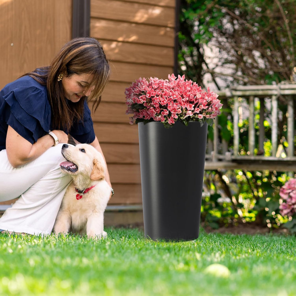 Planters for Outdoor Plants, Flower Plant Pots, Garden Bed, Herb Planter - Modern Tall Square Planter Box for Indoor