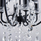 Plug-in 4-Lights Crystal Chandelier with K9 Crystals, Black Farmhouse Style Pendant Light, H17 x D12, Chain Adjustable A109-B0D73KR1MX