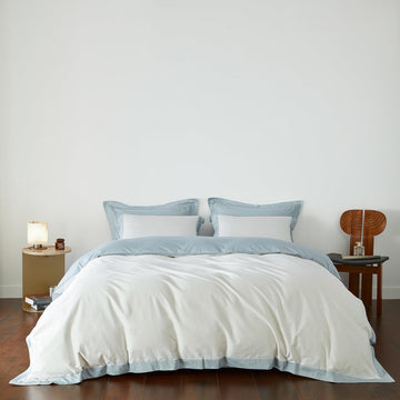 Blue and White Duvet Cover King 100% Egyptian Cotton Light Blue Hemmed Duvet Cover 3 Pcs Set 1 Baby Blue White Duvet
