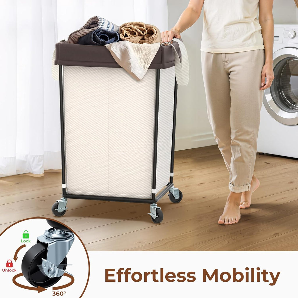 160L Rolling Laundry Basket with Wheels, Rolling Laundry Hamper with Wheels | Double Laundry Hampers Cart on Wheels
