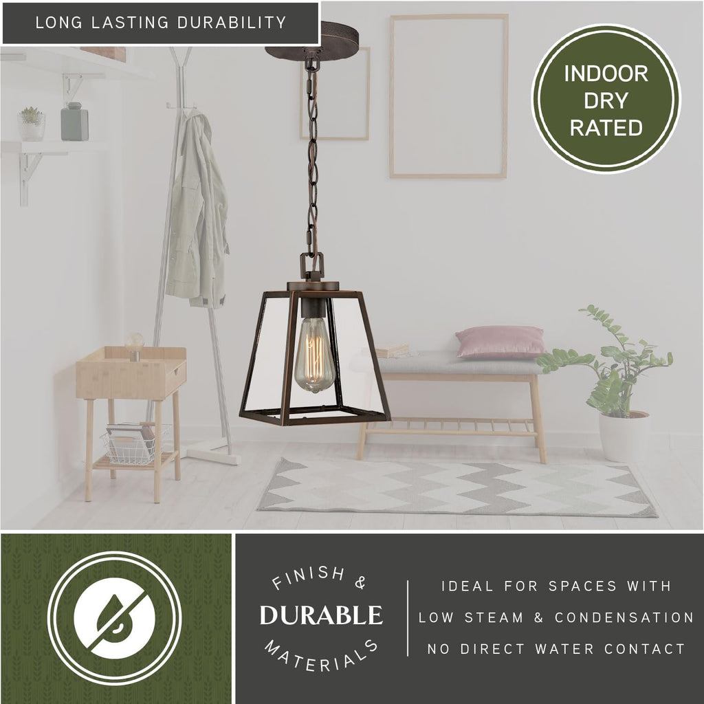 Grant Bronze Farmhouse Mini Pendant Ceiling Light Clear Glass