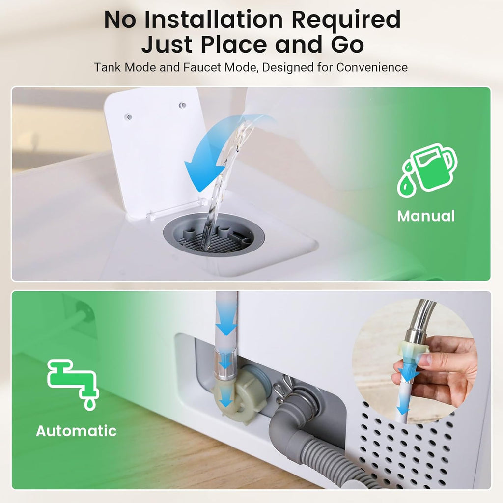 Countertop Portable Dishwasher, 9 Programs, 167℉ High-Temp, 360° 3 Spray, 24H Timing, Hot Air Drying, Air Refresh