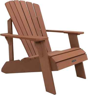 Faux-Wood Adirondack Chair, Weather-Resistant Polystyrene, UV-Protected, 300 lb Capacity, Low-Maintenance Outdoor