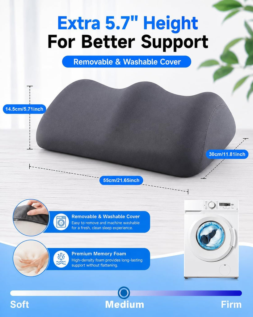 Knee Pillow for Back Sleeping, 5.7" Memory Foam Leg Pillow