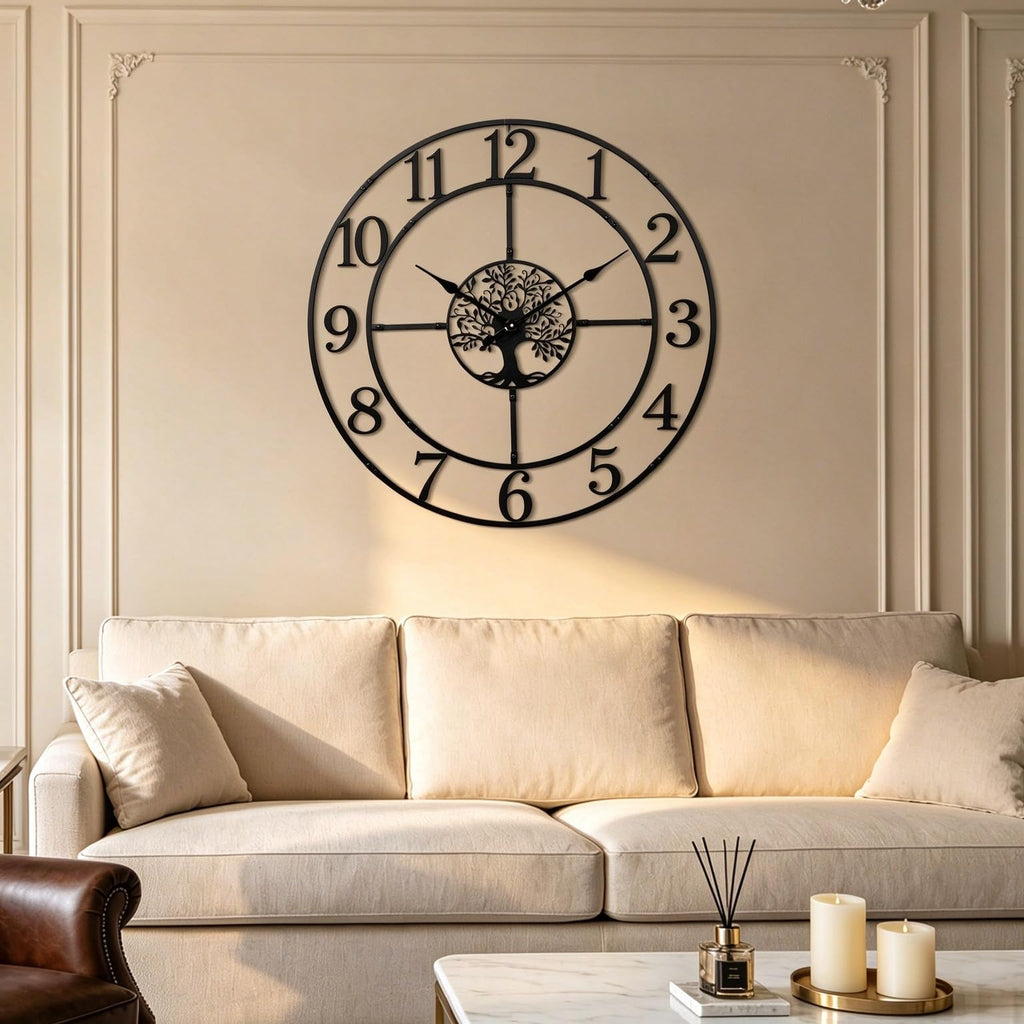 40 Inch Large Silent Wall Clock, Easy Assembly Arabic Numeral Black