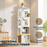 4 Tier Rotating Bookshelf Tower, Spinning Bookshelf, Revolving 360° Bookcase Storage Round Carousel