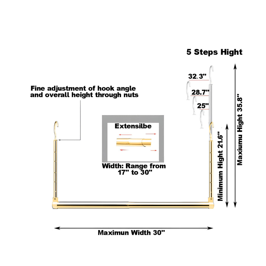 Adjustable Hanging Closet Rod, Extender Hanging Rod, Closet Hanging Organizer, Heavy Duty Closet Bar, Hanging Rod