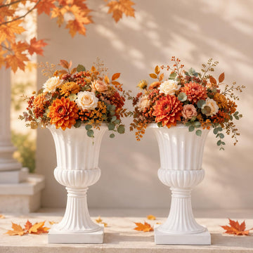 Plastic Classic Urn Planter: 19.7 Inch Plant Pot for Outdoor, 2 Pcs